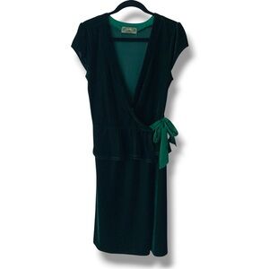 SWEETEES Velvet Midi Wrap Dress Green Medium